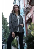 Kapüşonlu Kordonlu Yağmurluk - HAKİ