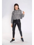 Kazayağı Desenli Kapüşonlu Sweatshirt-DESENLİ