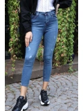 Yüksek Bel Skinny Jean Pantolon  - MAVİ