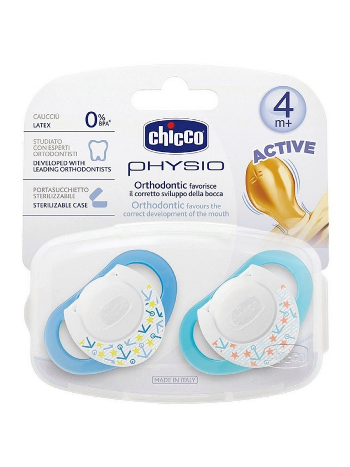 Chicco Physio Kauçuk Emzik +4ay - Mavi