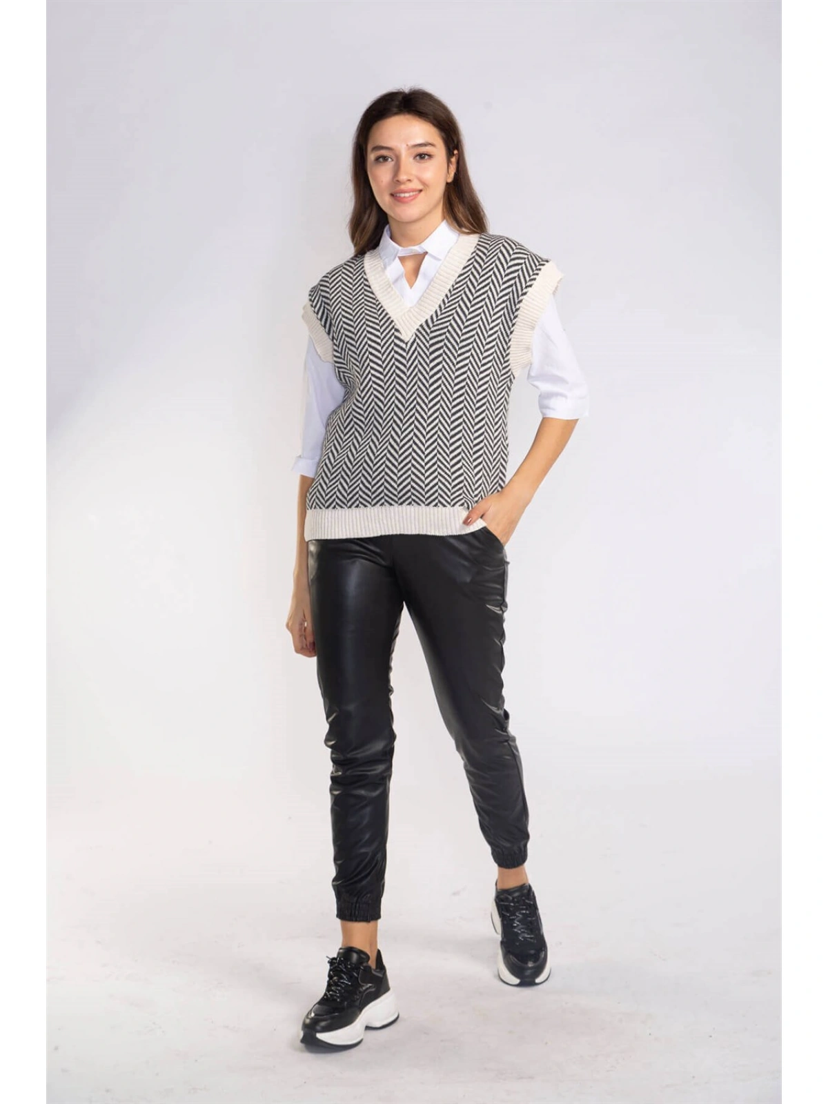 Şah Desenli Triko Süveter-DESENLİ