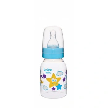 Wee Baby Silikon Uçlu Desenli PP Biberon 125 cc - Mavi