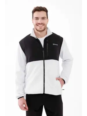 2AS Cliff Erkek Parçalı İnce Polar Sweatshirt Beyaz