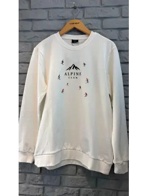 2AS Elba Unisex 3 İp Dik Yaka Yarım Fermuarlı Sweat Ekru