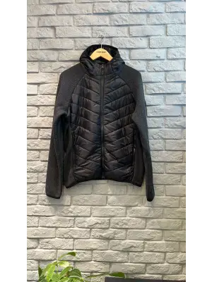 2AS Lucas Erkek Kapşonlu Tam Fermuarlı Siyah Mont