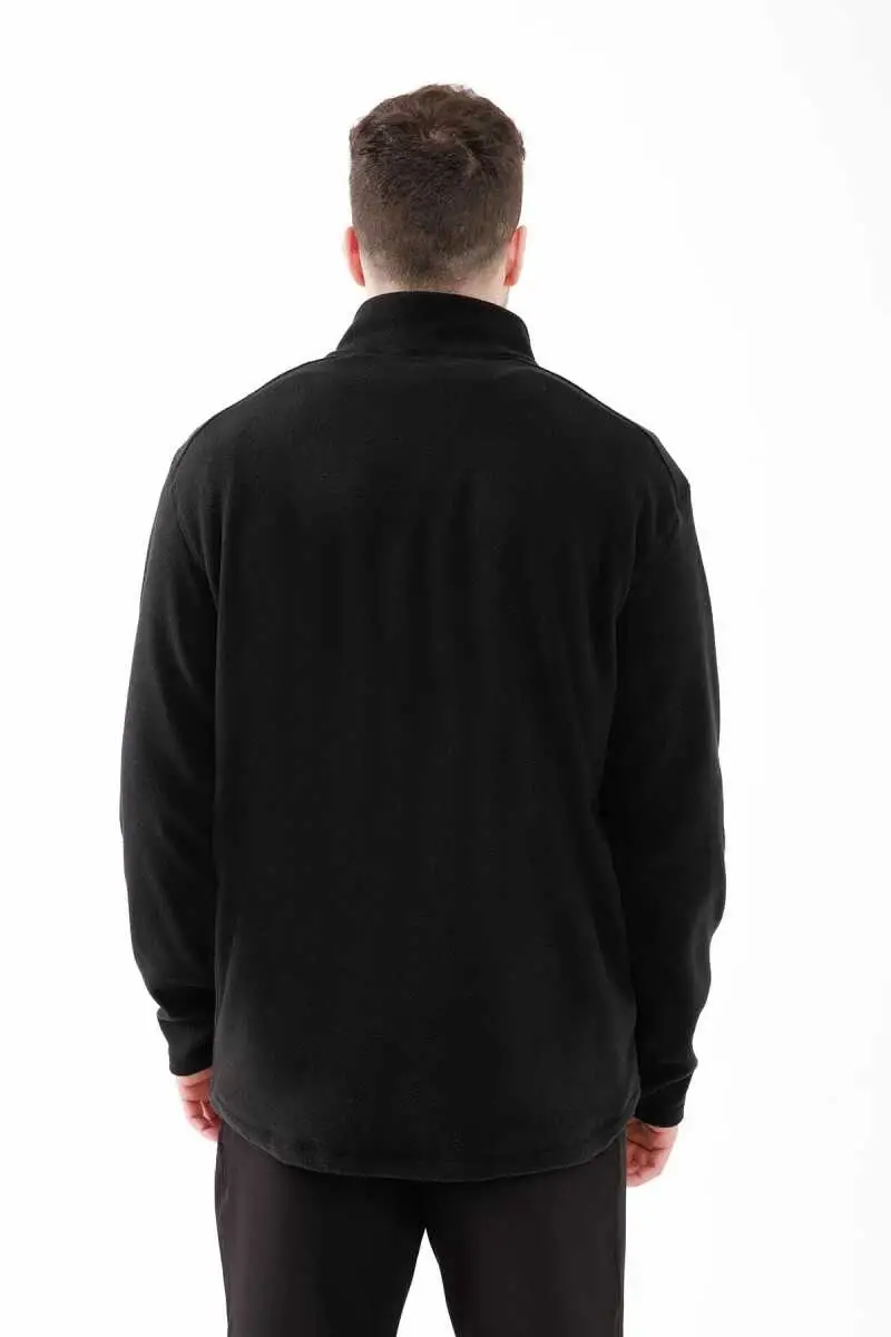 2AS Cedric Erkek Yarım Fermuarlı İnce Polar Sweatshirt Siyah