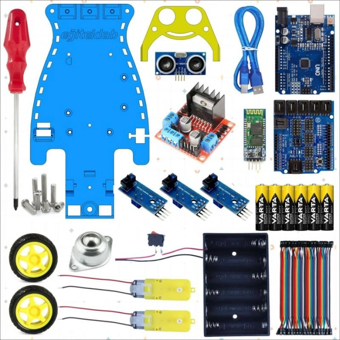 2WD MULTİTRON ARAÇ KİTİ V1ÇİZGİ İZLEYEN ENGELDEN KAÇAN BLUETOOTH (DEMONTE)