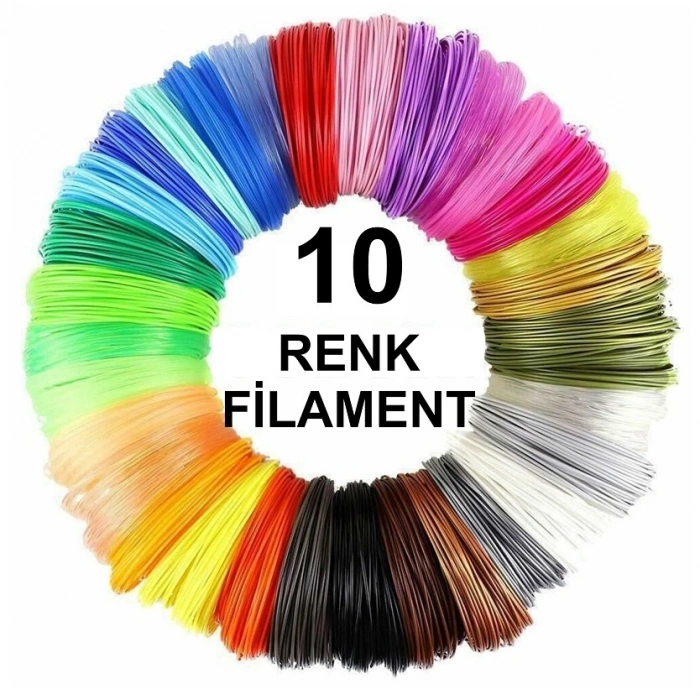 3D Kalem Yazıcı için 10 renk 40 metre (10 x 4 metre) PLA Filament
