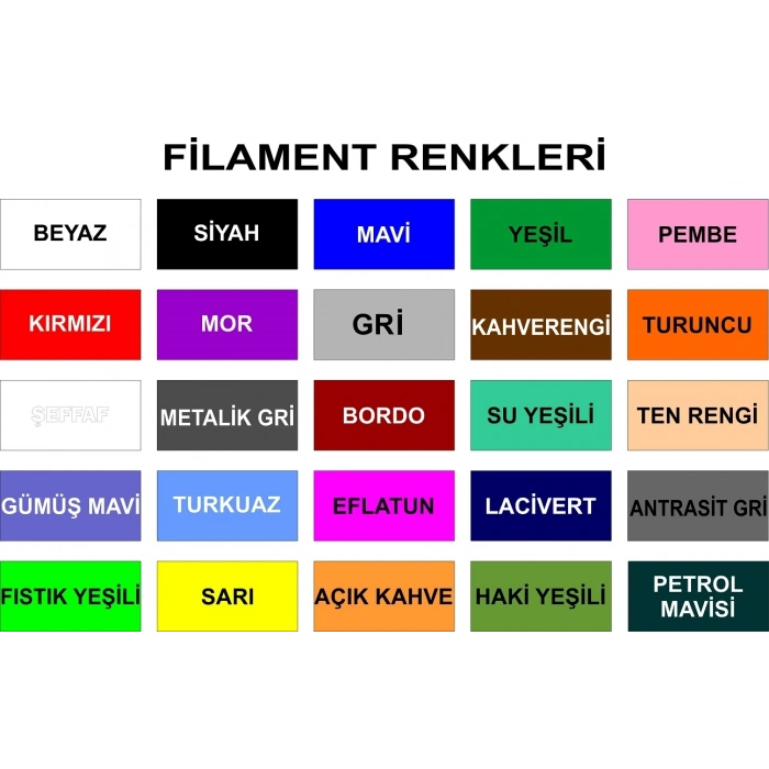 3D Kalem Yazıcı için 25 renk 50 metre (25 x 2 metre) PLA Filament