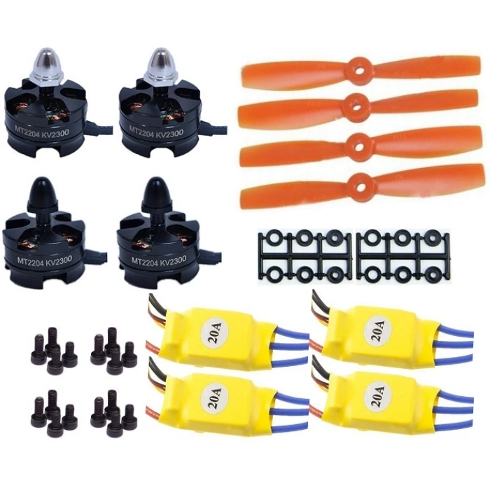 4 adet MT2204 2300Kv Fırçasız Motor CW/CCW + 5045 Pervane + 20A Esc
