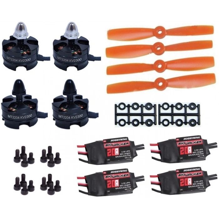 4 adet MT2204 2300Kv Fırçasız Motor CW/CCW + 5045 Pervane + 20A Esc