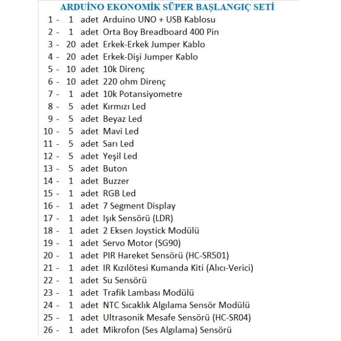 ARDUİNO EKONOMİK SÜPER BAŞLANGIÇ SETİ
