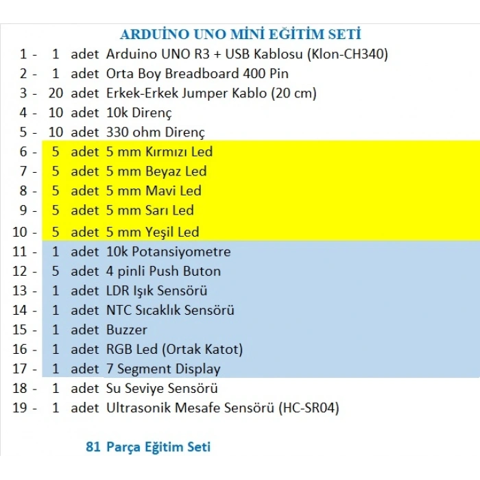ARDUİNO UNO MİNİ EĞİTİM SETİ