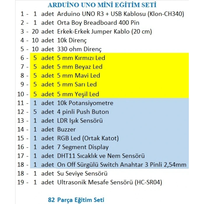ARDUİNO UNO MİNİ EĞİTİM SETİ