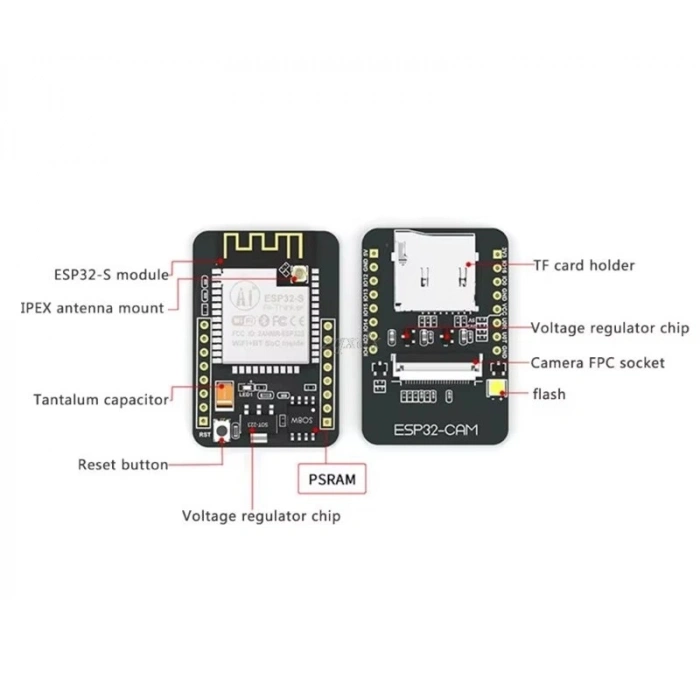 ESP32-CAM WiFi Bluetooth Geliştirme Kartı + OV2640 Kamera Modülü