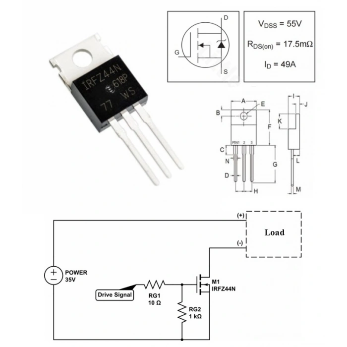IRFZ44 N KANAL MOSFET - 55V 49A Mosfet - TO220