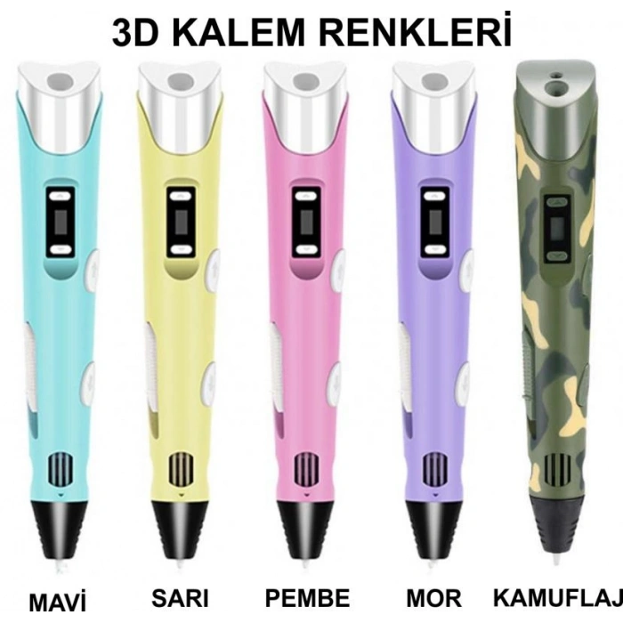 KAMUFLAJ 3D Kalem Yazıcı+10 renk 40 metre(10x4metre)PLA Filament
