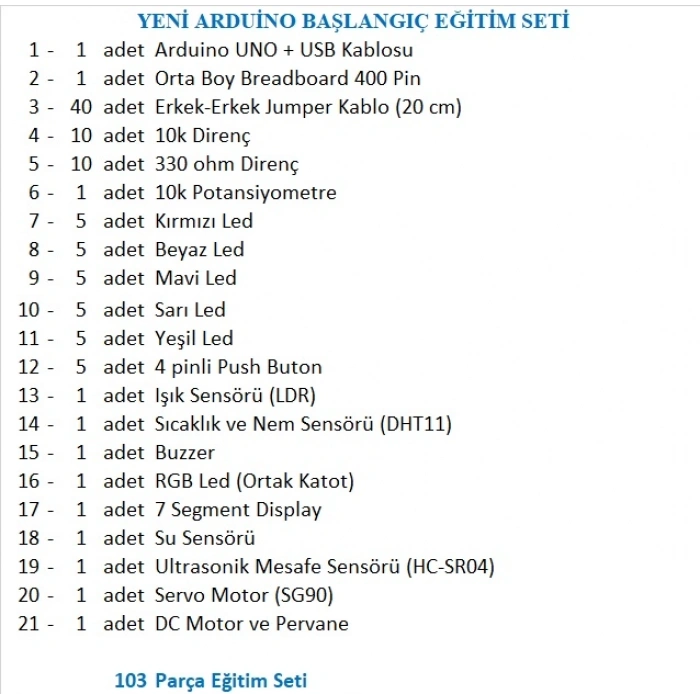 YENİ ROBOTİK KODLAMA ARDUİNO BAŞLANGIÇ EĞİTİM SETİ