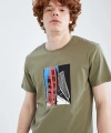DEFACTO Erkek Slim Fit Bisiklet Yaka Baskılı Pamuklu Tişört