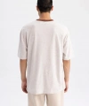 DEFACTO Erkek Oversize Fit Bisiklet Yaka Nakışlı T-shirt