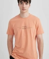 DEFACTO Slim Fit Dar Kesim Bisiklet Yaka Baskılı Kısa Kollu T-Shirt