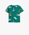 KOTON Erkek Bebek Bisiklet Yaka Dinozor Grafik Baskılı T-shirt