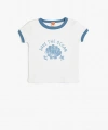 KOTON Kız Çocuk Kısa Kollu Bisiklet Yaka Deniz Kabuğu Baskılı T-shirt