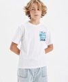 DEFACTO Erkek Çocuk Bisiklet Yaka Baskılı Kısa Kollu T-shirt
