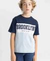 DEFACTO Erkek Çocuk Bisiklet Yaka Renk Bloklu Baskılı Kısa Kollu T-shirt