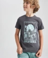 DEFACTO Erkek Çocuk Bisiklet Yaka Baskılı Kısa Kollu T-shirt