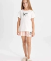 DEFACTO Kız Çocuk Disney Mickey & Minnie Pijama Takımı Kısa Kollu Üst Şort