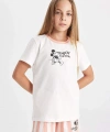 DEFACTO Kız Çocuk Disney Mickey & Minnie Pijama Takımı Kısa Kollu Üst Şort