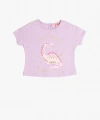 KOTON Kız Bebek Kısa Kollu Bisiklet Yaka Dinozor Baskılı Pamuklu T-shirt