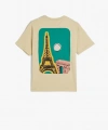 KOTON Erkek Çocuk Paris Temalı Arkası Baskılı Kısa Kollu Bisiklet Yaka T-shirt