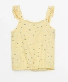 LC Waikiki Kız Çocuk Sarı Kare Yaka Çiçekli Crop Bluz