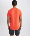 DEFACTO Erkek Fit Slim Fit Dar Kesim Bisiklet Yaka Baskılı Sporcu Kısa Kollu Tişört