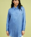 LC Waikiki Kadın Modest Çizgili Oversize Saten Gömlek Tunik