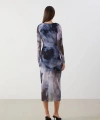 LC Waikiki Vision Lacivert Bisiklet Yaka Batik Desenli Kadın Bodycon Elbise