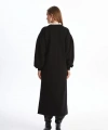 LC Waikiki Kadın Modest Siyah Fırfırlı Dik Yaka Sweatshirt Elbise