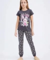 DEFACTO Kız Çocuk %100 Pamuklu Anime Baskılı Beli Lastikli Pijama Takımı