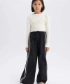 DEFACTO Kız Çocuk Beli Lastikli Wide Leg Geniş Paça Pantolon