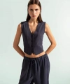 Defacto Regular Fit Keten Karışımlı Blazer Yelek