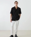 LC Waikiki Erkek Siyah Regular Fit Fitilli Gömlek