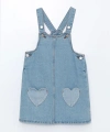 LC Waikiki Kız Bebek Indigo Kare Yaka Jean Elbise