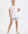 Defacto Kız Çocuk Pijama Takımı Baskılı Kısa Kollu Üst Şort
