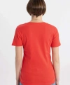 Defacto Kadın Slim Fit Dar Kesim V Yaka Ribana Basic Düz Kısa Kollu Tişört