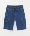 LC Waikiki İndigo Beli Lastikli Erkek Çocuk Jean Şort