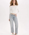 Defacto Straight Fit Normal Bel Bilek Boy Jean Yıkamalı Pantolon