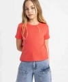 Defacto Kız Çocuk Slim Fit Dar Kesim Bisiklet Yaka Kısa Kollu Tişört