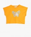 Koton Crop Tişört Oversize Kısa Kollu Pul Payet İşlemeli Pamuklu